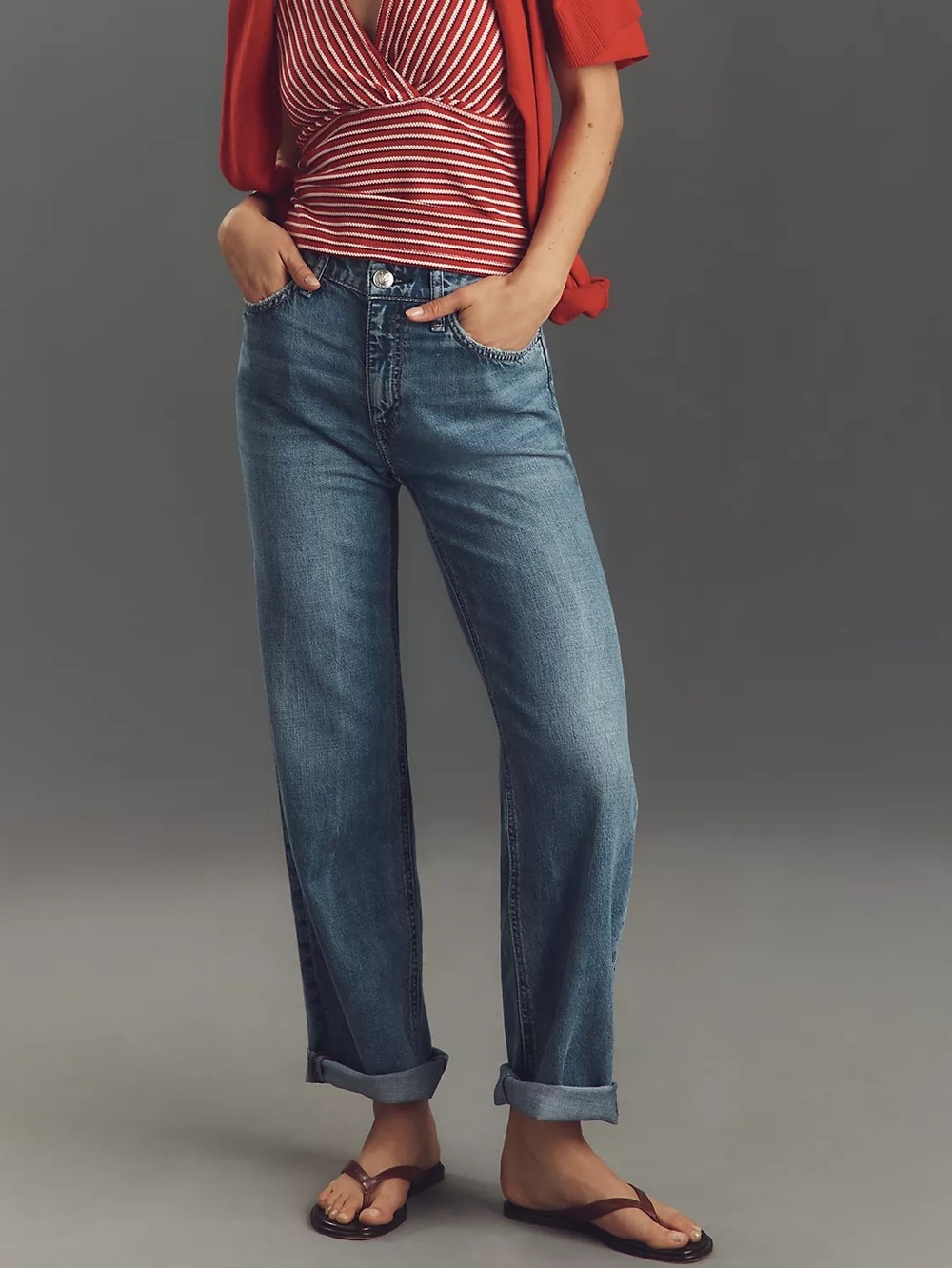 Rag&Bone Feathergrey Baggy Dre Low-Rise Boyfriend Jeans(Size:28)
